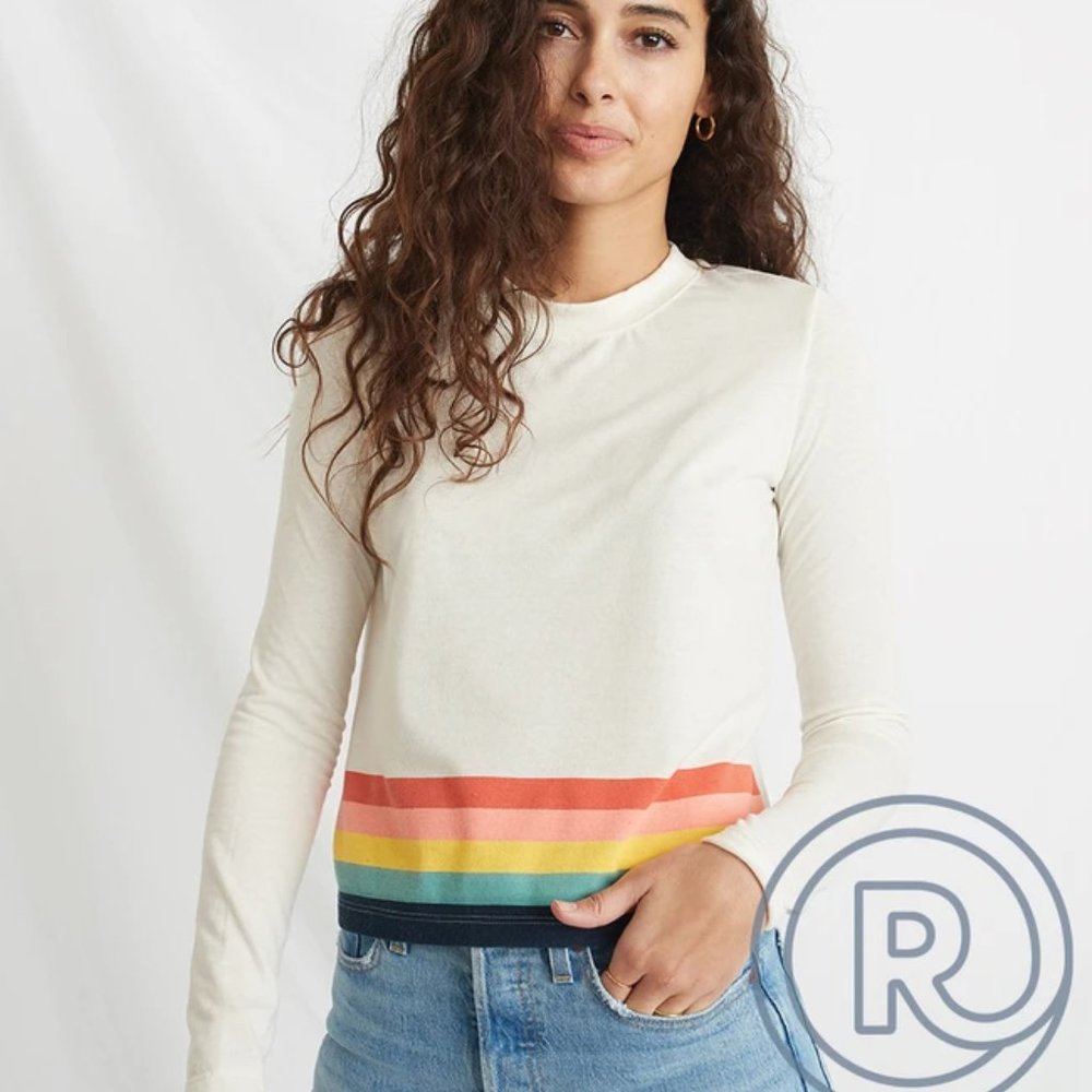 MARINE LAYER RE-SPUN STRIPE L/S CREW SHIRT S M L - Picture 1 of 9